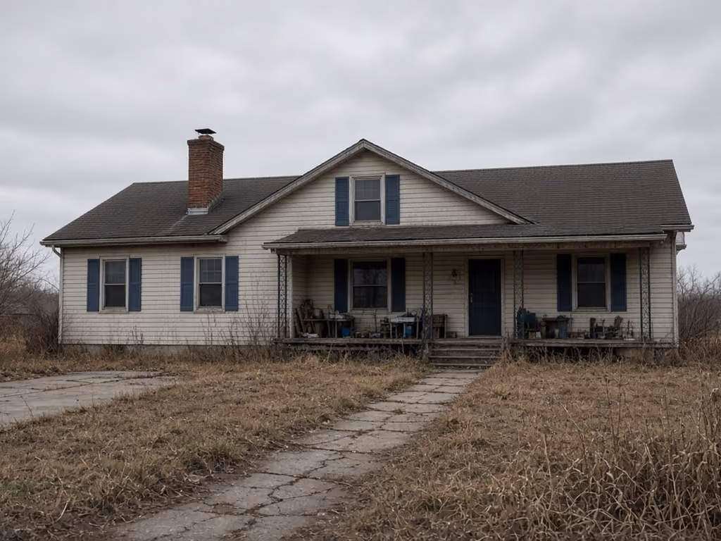 Before renovation: distressed home exterior