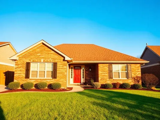 A well maintained house on a sunny day.